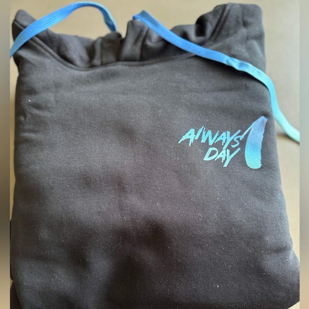 TikTok Always Day Black Hoodie with Blue Accents